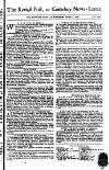 Kentish Weekly Post or Canterbury Journal Wednesday 11 March 1767 Page 1