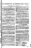 Kentish Weekly Post or Canterbury Journal Saturday 29 August 1767 Page 1