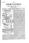 Indian Statesman Saturday 21 June 1884 Page 1