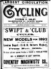 Cycling Saturday 21 November 1891 Page 1