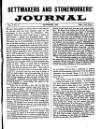 Settmakers' and Stoneworkers' Journal Tuesday 01 September 1891 Page 1