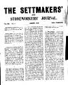 Settmakers' and Stoneworkers' Journal Monday 01 August 1910 Page 1