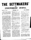 Settmakers' and Stoneworkers' Journal Thursday 01 September 1910 Page 1