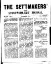Settmakers' and Stoneworkers' Journal Tuesday 01 November 1910 Page 1
