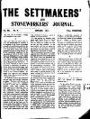 Settmakers' and Stoneworkers' Journal Sunday 01 January 1911 Page 1