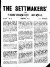 Settmakers' and Stoneworkers' Journal Wednesday 01 February 1911 Page 1