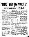 Settmakers' and Stoneworkers' Journal Sunday 01 September 1912 Page 1