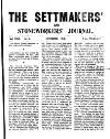 Settmakers' and Stoneworkers' Journal Saturday 01 November 1913 Page 1