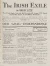 Irish Exile Tuesday 01 November 1921 Page 1