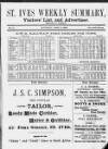 St. Ives Weekly Summary Saturday 08 June 1889 Page 1