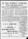 St. Ives Weekly Summary Saturday 15 June 1889 Page 1