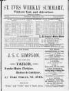 St. Ives Weekly Summary Saturday 08 February 1890 Page 1
