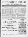 St. Ives Weekly Summary Saturday 01 March 1890 Page 1