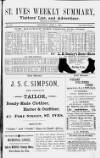 St. Ives Weekly Summary Saturday 07 June 1890 Page 1