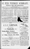 St. Ives Weekly Summary Saturday 01 November 1890 Page 1