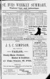 St. Ives Weekly Summary Saturday 03 October 1891 Page 1