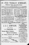 St. Ives Weekly Summary Saturday 04 June 1892 Page 1