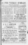 St. Ives Weekly Summary Saturday 02 September 1893 Page 1