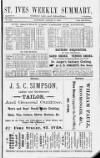 St. Ives Weekly Summary Saturday 04 August 1894 Page 1