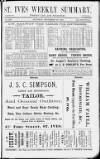 St. Ives Weekly Summary Saturday 29 September 1894 Page 1