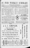 St. Ives Weekly Summary Saturday 27 October 1894 Page 1