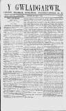 Y Gwladgarwr Saturday 09 October 1858 Page 1