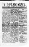 Y Gwladgarwr Saturday 03 March 1860 Page 1