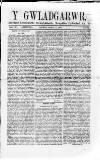 Y Gwladgarwr Saturday 21 April 1860 Page 1