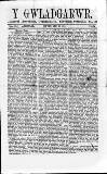 Y Gwladgarwr Saturday 15 September 1860 Page 1