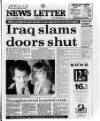 Belfast News-Letter Monday 03 September 1990 Page 1