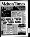 Melton Mowbray Times and Vale of Belvoir Gazette Thursday 23 March 2000 Page 1